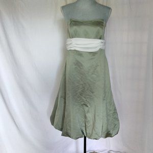 Alfred Angelo + Size Formal midi Dress, Green, Spaghetti Straps, off whte belt